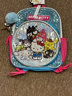 Hello Kitty Sequin Kids Backpack - Blue, Pink, Silver